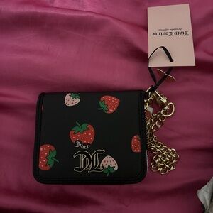 Juicy Couture Black Wallet with Strawberry Print